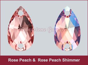 Rose Peach and Rose Peach Shimmer Sew On Pears
